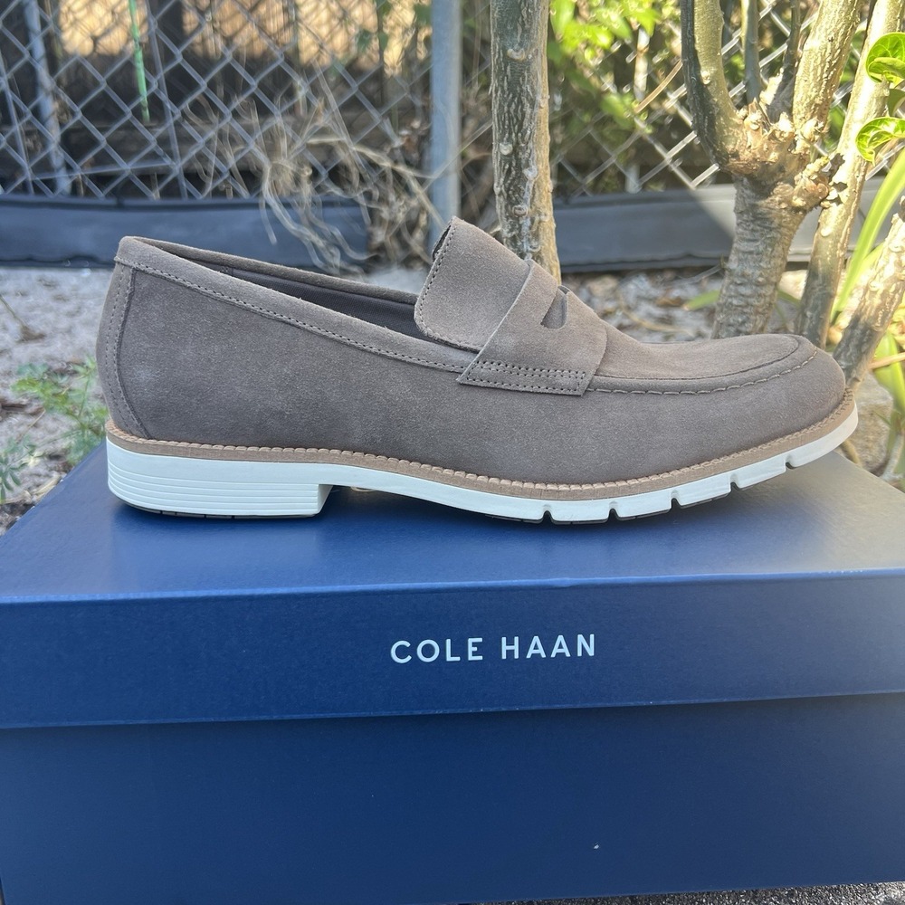 Cole Haan Flexgrand+ Penny Loafers Mens 10.5 Truffle Suede Ivory Shoes C41635